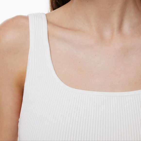 ARITZIA BABATON Sculpt Knit Squareneck Ribbed Tank Top Black and White in Small - Picture 7 of 9